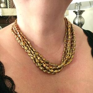 Signed 1949 brand 6-layer Copper-toned necklace